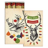 HomArt Large Decorative Decorated Stags Candle and Fireplace Wood Matches (Set of 10)