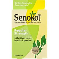 Senokot Regular Strength, 20 Tablets, Natural Vegetable Laxative Ingredient senna for Gentle Dependable Overnight Relief of Occasional Constipation