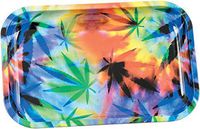 Tie Dye Leaf Metal Rolling Tray - 7.5" x 11.25"