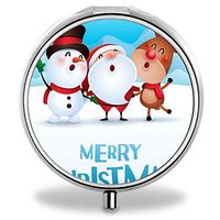 MLONE Pill Organizer - Round Stainless Steel Weekly Pill Case 3 Times-a-Day for Travelling/Pocket/Daily Needs, Medication Box Compartments to Hold Vitamins, Cod Liver Oil, Supplements (with Mirror)