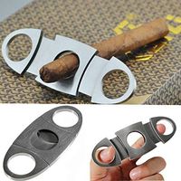 Silver Stainless Steel Pocket Cigar Cutter Knife Double Blades Smoker Scissor Knife