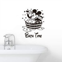 Ewdsqs Mickey Mouse Wall Art Decal Mickey Mouse Bath Time Vinyl Removable Wall Sticker Home Decor Kids Bathroom Mural