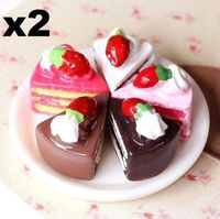 2PC Miniature Dollhouse Triangle Cake Re-ment Garden Fairy Bonsai Decor Craft в†