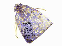 QIANHAILIZZ 8 x 12 Inch 100 Drawstring Heart Flower Bags Organza Jewelry Gift Pouch Candy Pouch Drawstring Wedding Favor Bags (Lilac Flower)