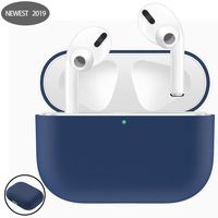 LANGXIANGO Compatible for Airpods Pro Case, Cute Carrying Case for AirPods 3 Charging Case [2019 Release] Shock-Absorbing Soft Slim Silicone Case Skin [Visible Front LED] (Dark Blue)