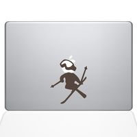 The Decal Guru Skiing Decal Apple Decal Vinyl Sticker, 13" MacBook Pro (2015 & Older Models), Brown (1636-MAC-13P-BRO)