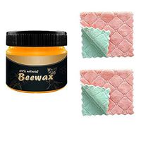 Wood Seasoning Beewax Traditional Beeswax Polish for Wood Furniture 1Pack (Beewax + Sishcloth)