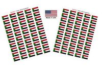 Made in USA! 100 Country Flag 1.5" x 1" Self Adhesive World Flag Scrapbook Stickers, Two Sheets of 50, 100 International Sticker Decal Flags Total (Sudan)