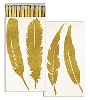 HomArt Large Decorative Gold Foil Feather Candle and Fireplace Wood Matches