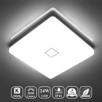 Airand 5000K LED Ceiling Light Flush Mount 24W 12.6in Square LED Ceiling Lamp for Kitchen Bathroom Hallway with 240Pcs LED Chips Without Flicker, 2050LM, IP44, 80Ra+, 180W Equivalent (Daylight White)