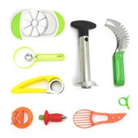 Fruit Slicer Peeler Set of 9, Pineapple Strawberry Corer, Orange Lemon Peeler Kiwi Cantaloupe Pawpaw Peeler Melon Baller, Kitchen Fruit Tools Set