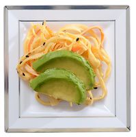 Square Splendor 5504-WH Trim Cocktail Plate, 4.5 x 4.5", White/Silver