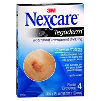 Nexcare Tegaderm Waterproof Transparent Dressings 4 Inches x 4-3/4 Inches - 4 ct, Pack of 4
