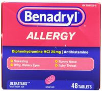 Benadryl Allergy Relief Ultratab Tablets, Diphenhydramine Hcl 25mg. 48 Count Pack of 3 - Total 144 Tablets