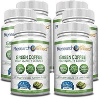 Green Coffee Bean Extract - Six Month Supply - 100% Pure by Research Verified - 50% Chlorogenic Acid - 365 Day 100% Money Back Guarantee - Try Risk Free for Fast and Easy Weight Loss