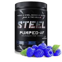 Steel Supplements Pumped-AF Pre Workout Powder w/Hydromax & Kre-Alkalyn | Caffeine Free, Increase Blood Flow & Hydration | 30 Servings (Blue Raspberry)
