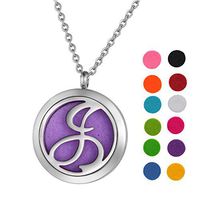 SG Stainless Steel Aromatherapy Essential Oil Diffuser Necklace with J Letter,Silver Tone