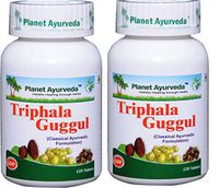 Planet Ayurvda Triphala Guggul - Herbal Tablets, 100% Natural and Pure - 2 Bottles(Each Bottle contains 120 tablets)
