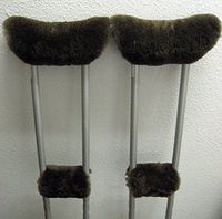 Real Merino Sheepskin BROWN 4 Piece Crutch Pads Set = 1 pr Underarm + 1 Pr Hand Grips Made in USA By JMSProductsUSA