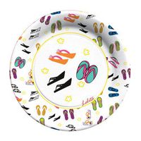 X&O Paper Goods 8 Count Decorative Paper Lunch/Dessert Plates, By Lolita, Easy Clean Up, Measures 8" - Flip Flop