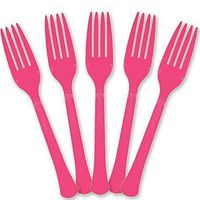 Extra Heavy Weight Plastic Forks | 20ct (Bright Pink)