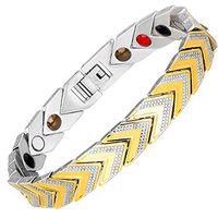 HAIHF Bracelets for Men,Magnetic Bracelets Pain Relief for Arthritis and Carpal Tunnel with Free Link Removal Tool,Gold Silver