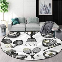 RUGSMAT Sports Modern Machine Round Bath Mat,Sketch Balls Tournament Home Decor Foor Carpet Round-71