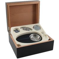 Black 6pc Cigar Humidor Gift Set 25 Count