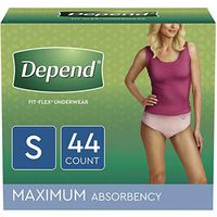 Depend Fit-Flex Incontinence Underwear for Women, Disposable, Maximum Absorbency, Small, Blush, 44 Count, 44 Count