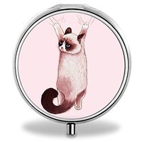Compact 3 Compartment Medicine Case, IMLONE Customized Funny Cat Pill Organizer Metal Pill Box Pill Container for Purse, Travelling and Daily Needs