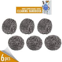 Comfecto Stainless Steel Scrubber Sponge for Scouring Scrubbing Kitchen Bathroom and More, Pack of 6 50g Steel Scourer for Dish Bowl Cleaner BBQ Grill, Remove Grease Oil Dirt Stain Without Scratch