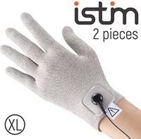 iStim Conductive Glove Package (Including Electrode Pads) for electrotherapy, Massage - Compatible with TENS/EMS Machine Units - Silver Thread (XL - 2 Pieces)