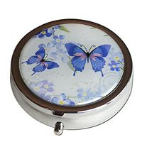 Purple Butterflies Fashion Three Section Pocket Purse Travel Pill Box Case