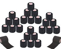 2 Inch Vet Wrap Tape Self Adhesive Medical Bandage Free Bonus Rolls (Black) (22 Pack Plus 2 Free Rolls) Self Adherent Cohesive First Aid Sport Flex Wrist Ankle Knee Sprains and Swelling