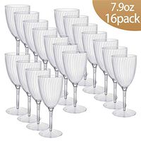 HyHousing 7.9 Oz Clear Plastic Wine Glasses 16 Pack, Hard Disposable Plastic Drink Glasses Ideal for Home Daily Life Party Wedding Toasting Drinking Wine (WG1-16)
