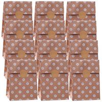 Cooraby 30 Pieces Kraft Paper Polka Dot Paper Bags Brown Paper Bags Party Gift Bags Candy Treat Bags with 36 Pieces Label Stickers for Wedding Birthday Party Favor