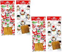 Christmas Cello Bags with Twist Ties, Santa Snowman Favor Bags; Perfect for Teachers, Parties, Events, and More! (80 Bags)