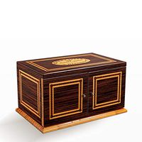 ZQZ Cigar Box - Three Layers of Large Capacity Natural Mellow Cedar Wood Lined Cigar humidor Piano Paint moisturizing Cabinet (#) (Color : Brown)