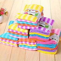 Onbay1 5pcs Dish Cloth Double-Sided Striped Absorbent Dish Cleaning Towels Cleaning Cloths