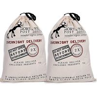fannybuy Santa Sack Personalized Bags Large Drawstring Canvas Burlap Bag Drawstring Delivery Extra Large Size 27.5"x19.5" (2 Pack=White Overnight DELIVERY)