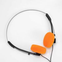 Retro Metal Band with Orange Foam Headphones