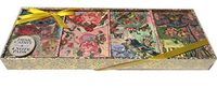 Punch Studio Gold Foil Desk Caddy with Four Assorted Mini Pocket Notepads ~ Pink Ephemera Florals 93601