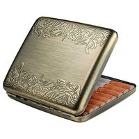 Vintage Bronze Brocade Cigarette case-Metal Cigarettes Box Double Sided Spring Clip Open Pocket Holder for 20 Cigarettes.