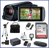 Canon VIXIA HF R82 Full HD Camcorder Ultimate Bundle, includes: 64GB SDXC Memory Card, LED Light, Tripod, Spare Battery and more...