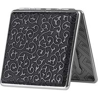 WMM Portable 20 pcs Pocket Cigarette Case for Men Stainless Steel Cigarette Box Anti-Pressure Moisture-Proof (Color : Black)