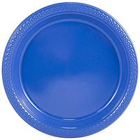 JAM PAPER Round Plastic Party Plates - Small - 7 inch - Blue - 200/Box