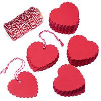 Zealor 150 Pieces Red Kraft Paper Gift Tags Heart Shape with String for Mother's Day Valentine's Day Wedding Party Favor (150)