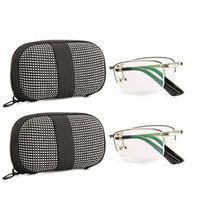 Gudzws Foldable Readers Folding Reading Glasses Sturdy Metal Silver Half Frame Portable Zip Cases,Coated Green Lens for Keeping Eyes Comfortable Unisex 2 Pairs/Pack +2.50