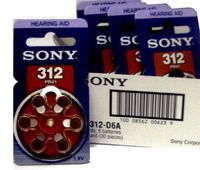 Sony Hearing Aid Battery Size 312 made in Japan Genuine Pack 30 batteries Exp 2014