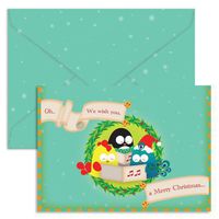 United Feathered Friends Single Christmas Cards - Caroling (1 Card + 1 Envelope + 1 Sticker) | Rungtong & Co. Stationery Line